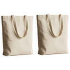 Soul Artisan Cotton Canvas Tote Bag with Bottom Gusset and Strong Handle (Size: 14X16 Inch, 13 Inch Handle) - Pack of 2 - Foldable Reusable Shopping Hand Bag for Office, College, Travel & Daily Use