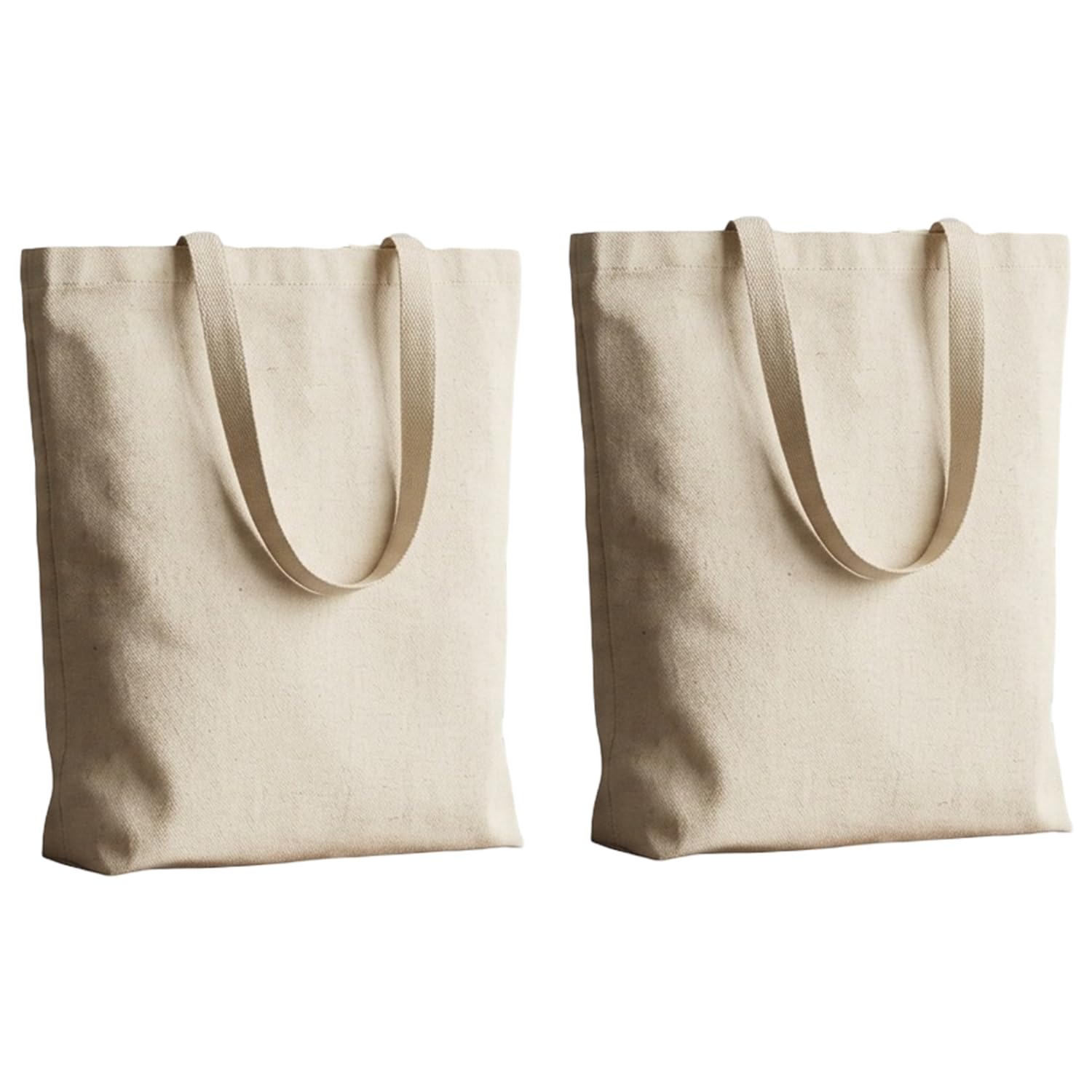 Soul Artisan Cotton Canvas Tote Bag with Bottom Gusset and Strong Handle (Size: 14X16 Inch, 13 Inch Handle) - Pack of 2 - Foldable Reusable Shopping Hand Bag for Office, College, Travel & Daily Use