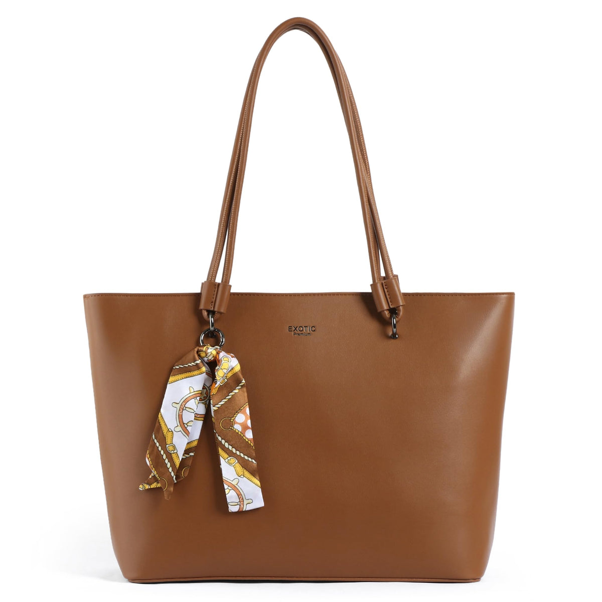 EXOTIC Celeste Structured Tote Bag with Laptop Compartment | Premium Minimal Design | Multi-Section Interior | Everyday Work & Travel Tote (Brown)