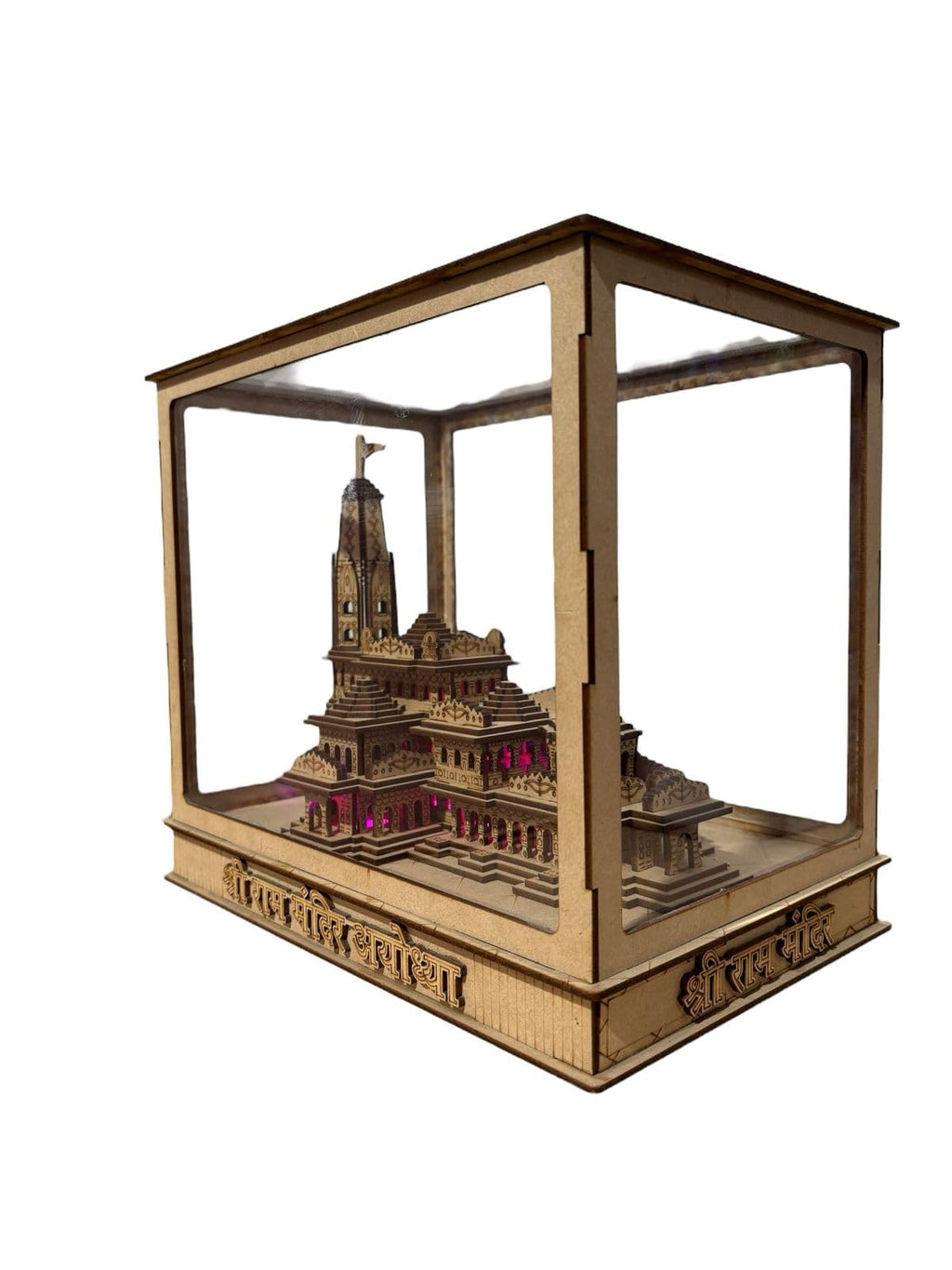 Shri Ram Mandir Showpiece with LED Light – MDF Temple Model (12x8x10 Inches) | Decorative Spiritual Home Décor