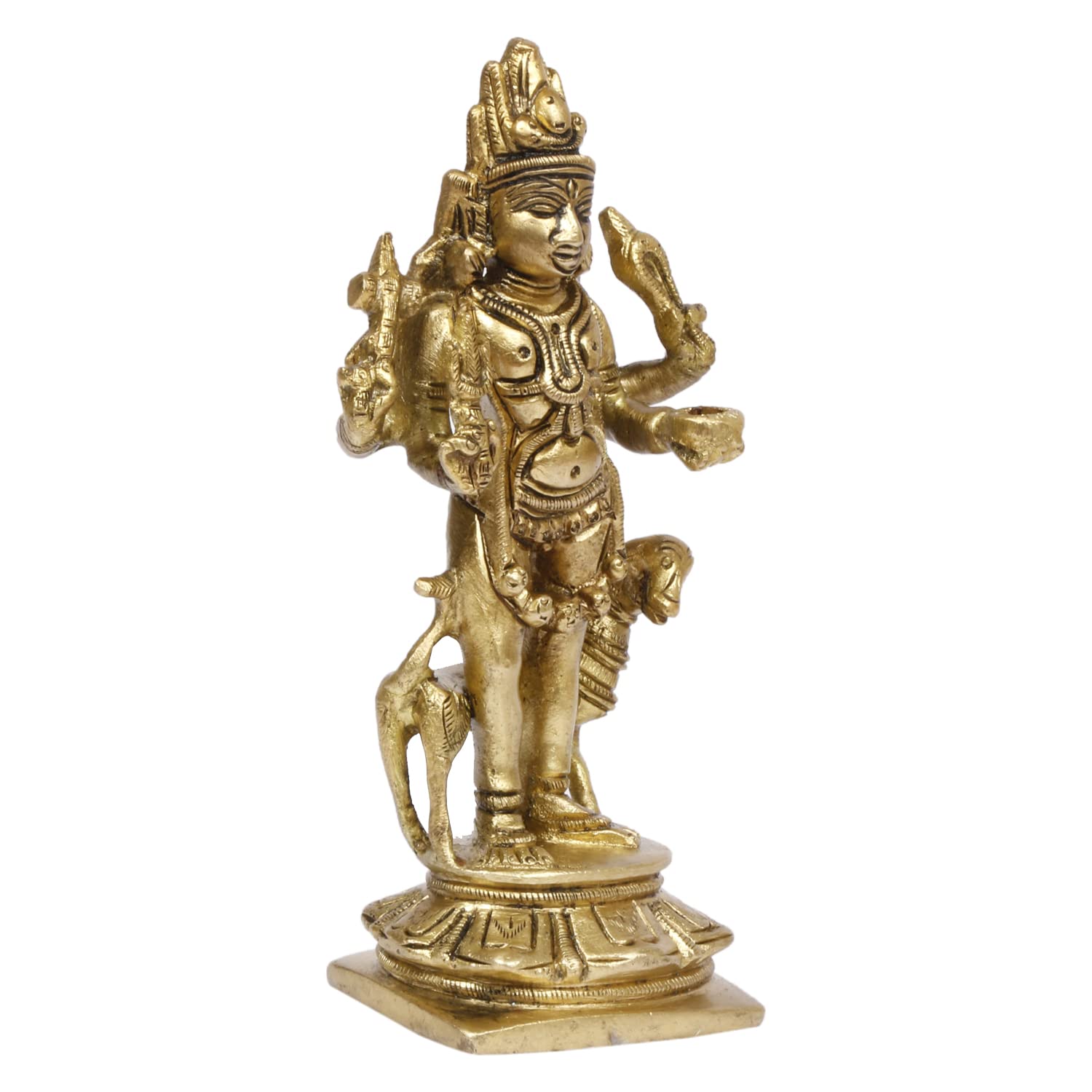 ARTVARKO Brass Bhairo Baba Murti Idol Kaal Bhairav with Dog Mahakaal Figurine for Home Puja Temple 5.5 Inches