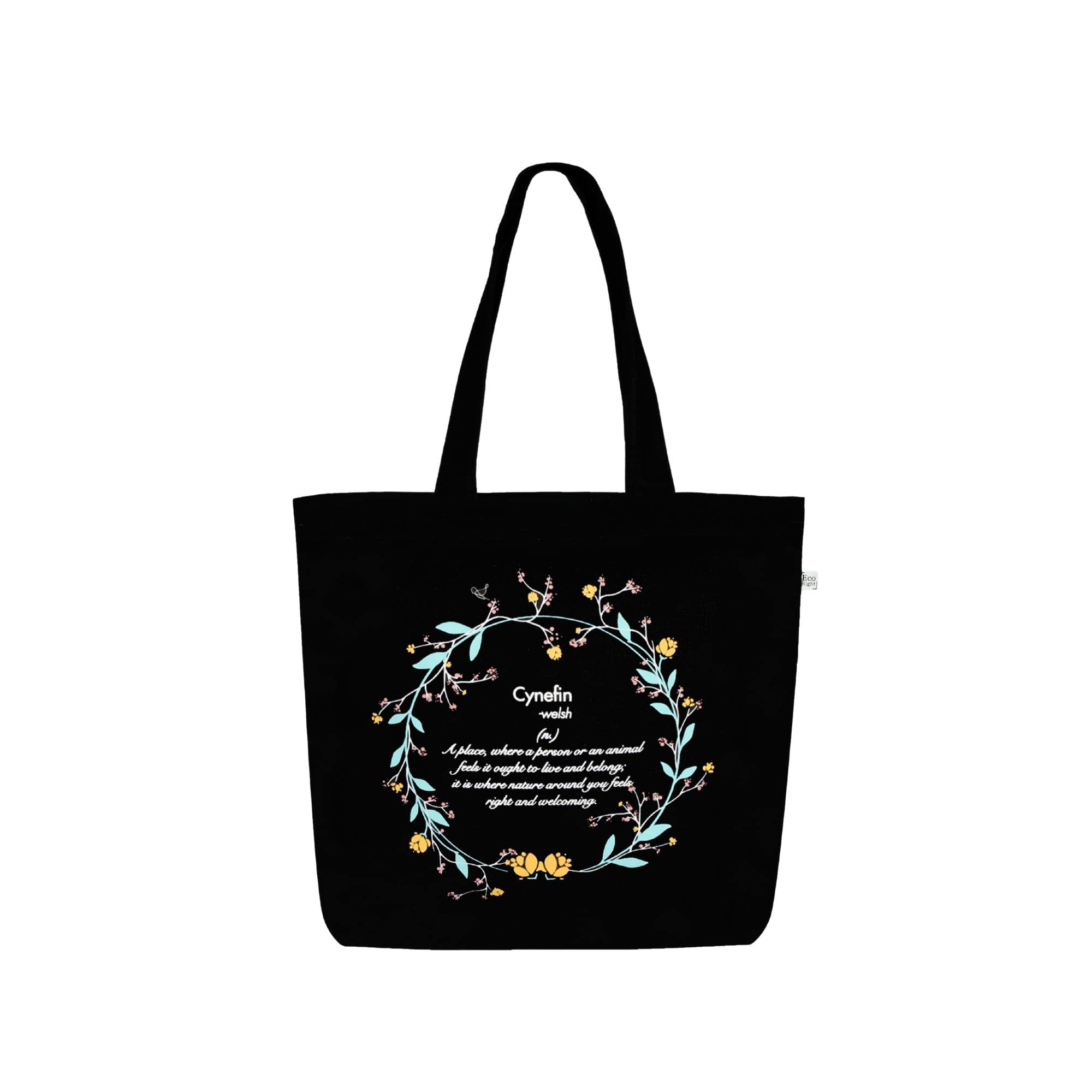 Eco Right Large Canvas Tote Bag for Women, Tote Handbags for Women with Zipper & Inner Pocket for College, Shopping, Office