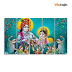 VIBECRAFTS Beautiful Shree Radha Krishna 5 Pieces Canvas Wall Painting For Home | Office | Living Room | Gift (PTVC5Pcs4_8534)