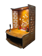 PIXELCRAFTS Wooden Temple Puja Mandir Art and Crafts Temple for Home, Shop, Office with LED SPOT Light (Size – H 15.5X L 11.5 x W 11 inch) (COACHWOODGANPATI)