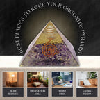 CALMINDS Amethyst Orgonite Pyramid for Stress Relief & Healing | Crystal Pyramid for Positive Energy, Chakra Balancing & Meditation | Vastu, Feng Shui, Home Office Decor