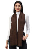 Ravaiyaa - Attitude is everything Reversible Wool Scarves Geometric Pattern Women Neck Wraps Muffler Winter Wool Scarf (72 x14 Inch, Brown)