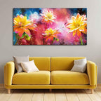 VIBECRAFTS Canvas Paintings for Living Room Modern Abstract Art of Flowers Canvas Wall Painting Fitted with Wooden Frame for Home | Office | Gifts (PTVCH_2547NNV)(48 x 24 Inches)