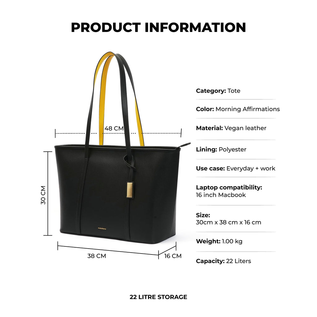 MOKOBARA Astrid Tote 22L Laptop Bag 16 Inch Office Travel Handbag Black