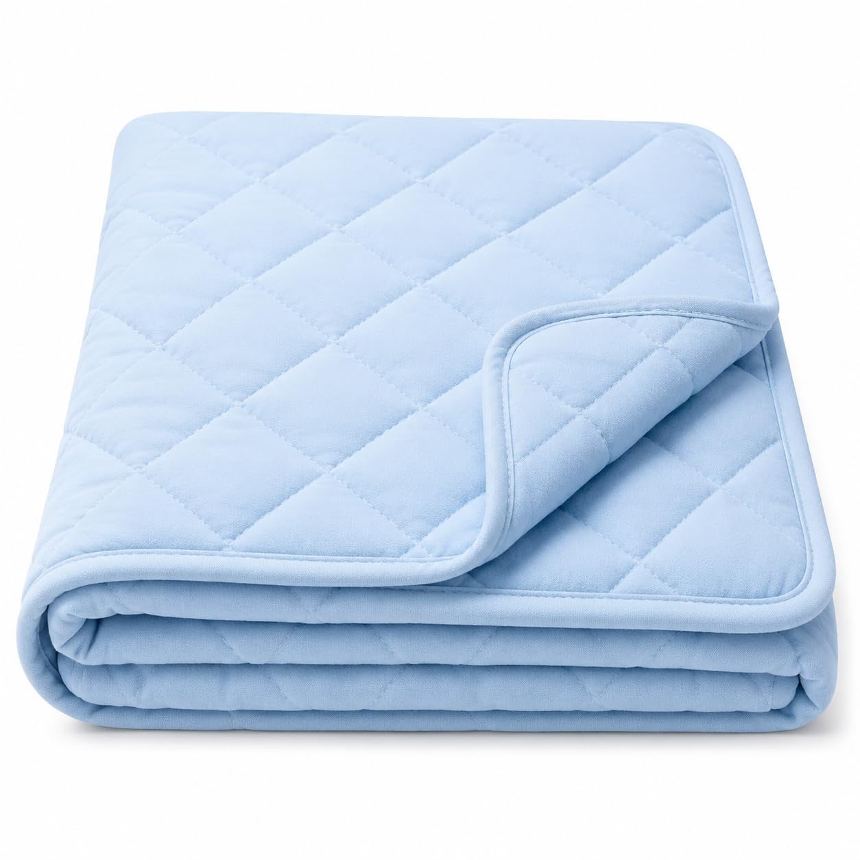 Bright Décor Kids Cotton Summer Blanket -Double Layer Light Blue Quilt Blanket 100 GSM|Ultra Soft Lightweight & Breathable AC Blanket for Babies (0–5 Years)Travel Friendly Toddler Blanket|40x55 inches Kafalo