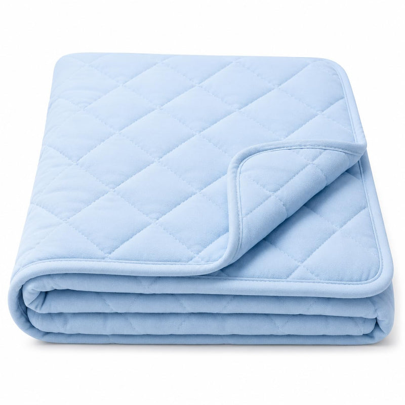 Bright Décor Kids Cotton Summer Blanket -Double Layer Light Blue Quilt Blanket 100 GSM|Ultra Soft Lightweight & Breathable AC Blanket for Babies (0–5 Years)Travel Friendly Toddler Blanket|40x55 inches Kafalo