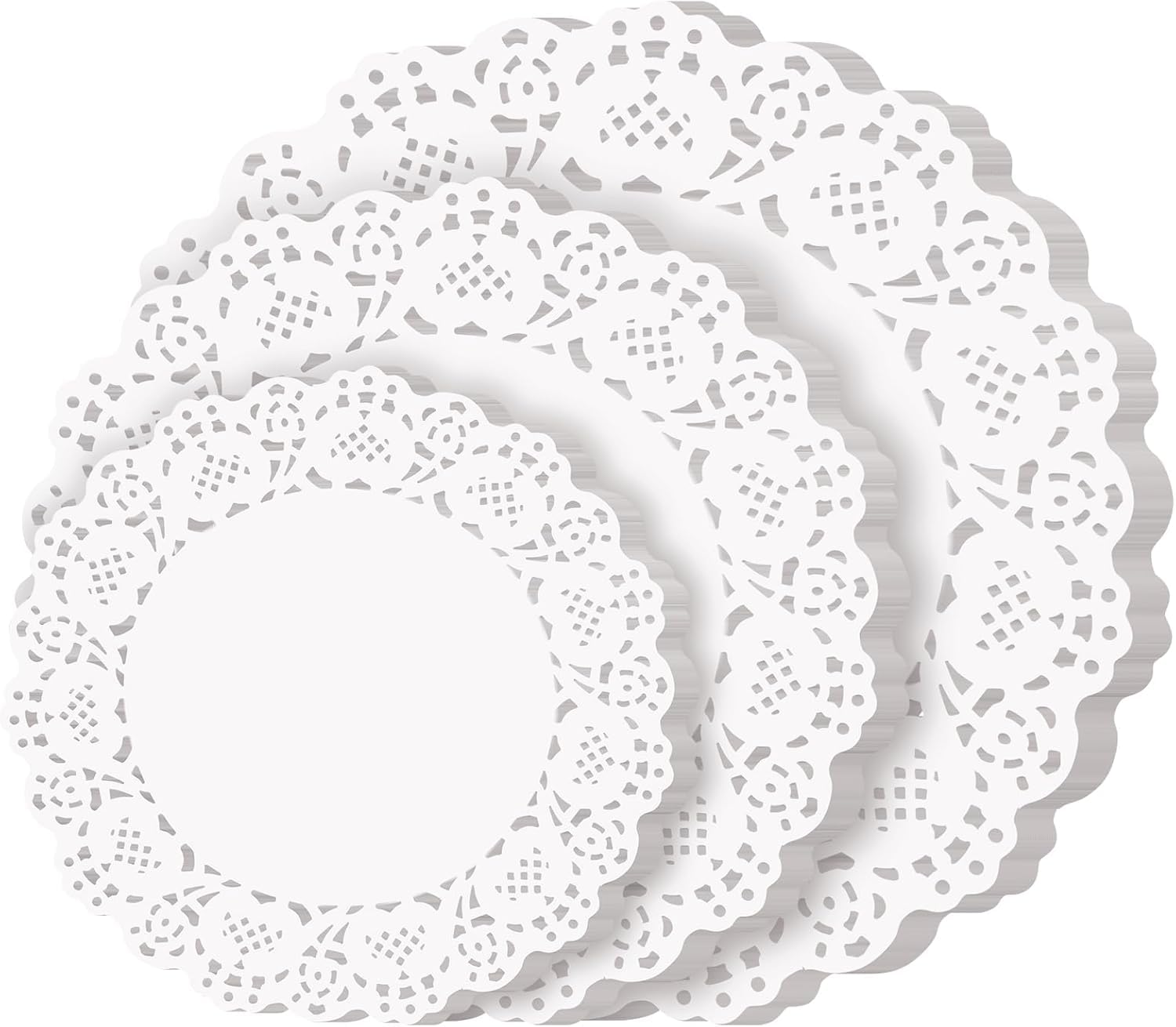 Home REPUBLIC-300 - DOLIES,3 Size Piece Round Decorative Paper Placemats Bulk for Cake, Desert, Wedding, Tableware Decoration - 100 Pieces of Each Size, 4.5-Inch, 5.5-Inch, 7.5-Inch, White Kafalo