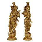 SVARUP Brass Radha Krishna Idol in Gold Color Height 14 Inch