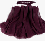 IBA ISBA COLLECTIONS Women's Crinkle Cotton Scarf, Stoles, Hijab (80 x 190 Cms) (Dark Purple)