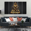 VIBECRAFTS Golden Statue of Ganesha Wall Painting of Five Pieces For Home|Office|Living Room|Gift (PTVC5Pcs4_8714)