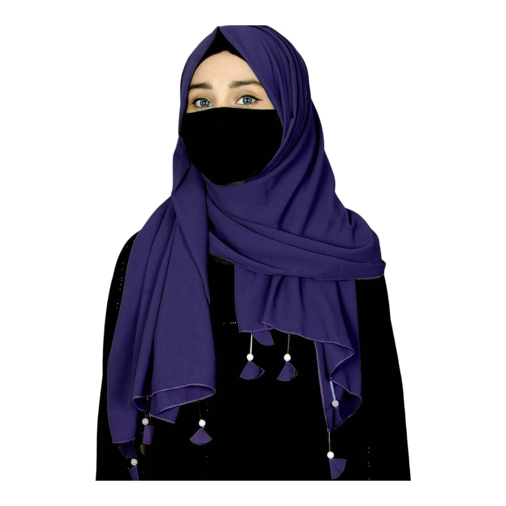 URSHIA HEART PEARL LATKAN HIJAB FOR WOMEN 80 CM BY 180 CM SCARF (BLUE)