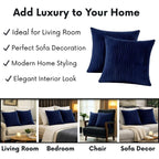RD TREND® Cushion Cover Set of 5, Decorative Sofa Living Room Home Square Cushion Covers 16 Inch x 16 Inch, Aesthetic Corduroy Striped Double Sided (Navy Blue,Pack of 5)