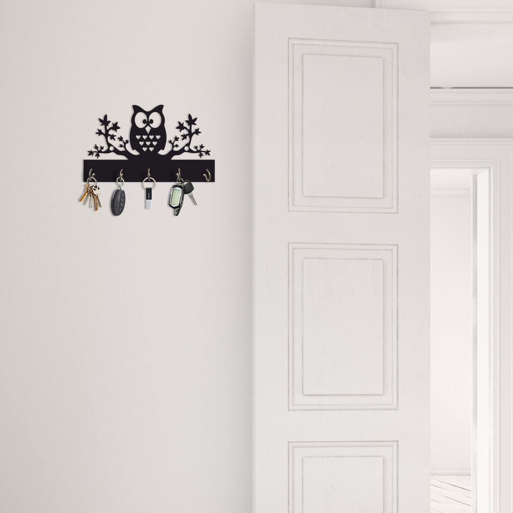 Artvibes Unique Stylish Wooden Key Holder for Wall Decor with Stylish Stainless Steel 5 Hooks Beautiful Key Organizer for Home Decoration(KH_808N)