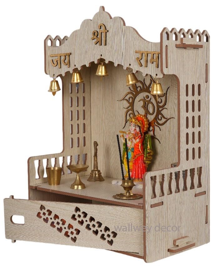 HOMEWEY DECOR Handcrafted Wooden Home Temple for Wall Mount | Premium Pooja Mandir with Strong Support for Heavy Idols | Luxurious Finish Wooden Mandir for Home, Office & Prayer Room (Style 1)