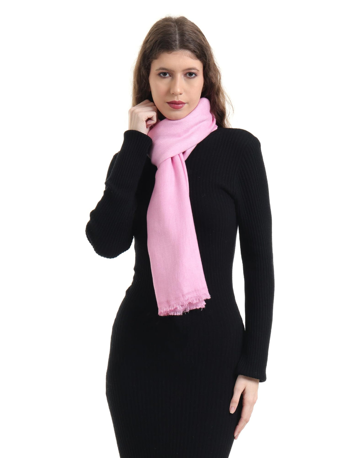 EH Viscose Pashmina Female Scarf For Women, Twill Weave, Thick, Solid Color Wraps, All Weather, Large, Warm, Very Soft Pashmina Feel Scarves (PINK)