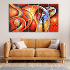 VIBECRAFTS Beautiful Hindu Ganesha 5 Pieces Canvas Wall Painting For Home | Office | Living Room | Gift (PTVC5Pcs4_8532)