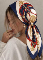 Etietnic Satin Square Head Scarf for Women,RED BELT Printed