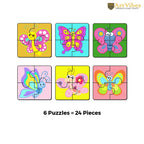 Artvibes Butterflies Wooden Jigsaw Puzzle Games for Children & Kids | Jigsaw Puzzles for Kids Age 2-5 | 4 Pieces Puzzles | Toddler's Wooden Puzzle (PZ_509N), Set of 6