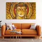 VIBECRAFTS Gautam Buddha Meditation Wall Painting of Five Pieces For Home|Office|Living Room|Gift (PTVC5Pcs4_8686)