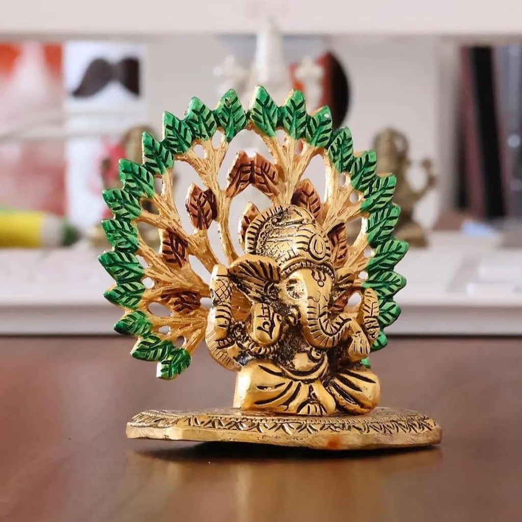 KridayKraft Elegant Mini Ganesh Murti – Divine Lord Ganesh Idol for Home & Office Décor, Intricately Designed Pooja Statue & Spiritual Showpiece for Living Room, Bedroom, Temple (Golden)