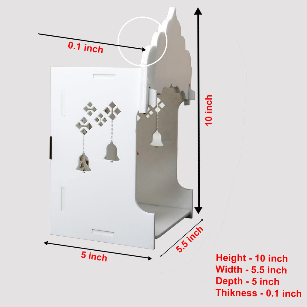 StarLaser Acrylic Handmade Mini Temple with Light for Small Space Pooja Room Wall Hanging Home & Office Decoration (10x5.5 inch)