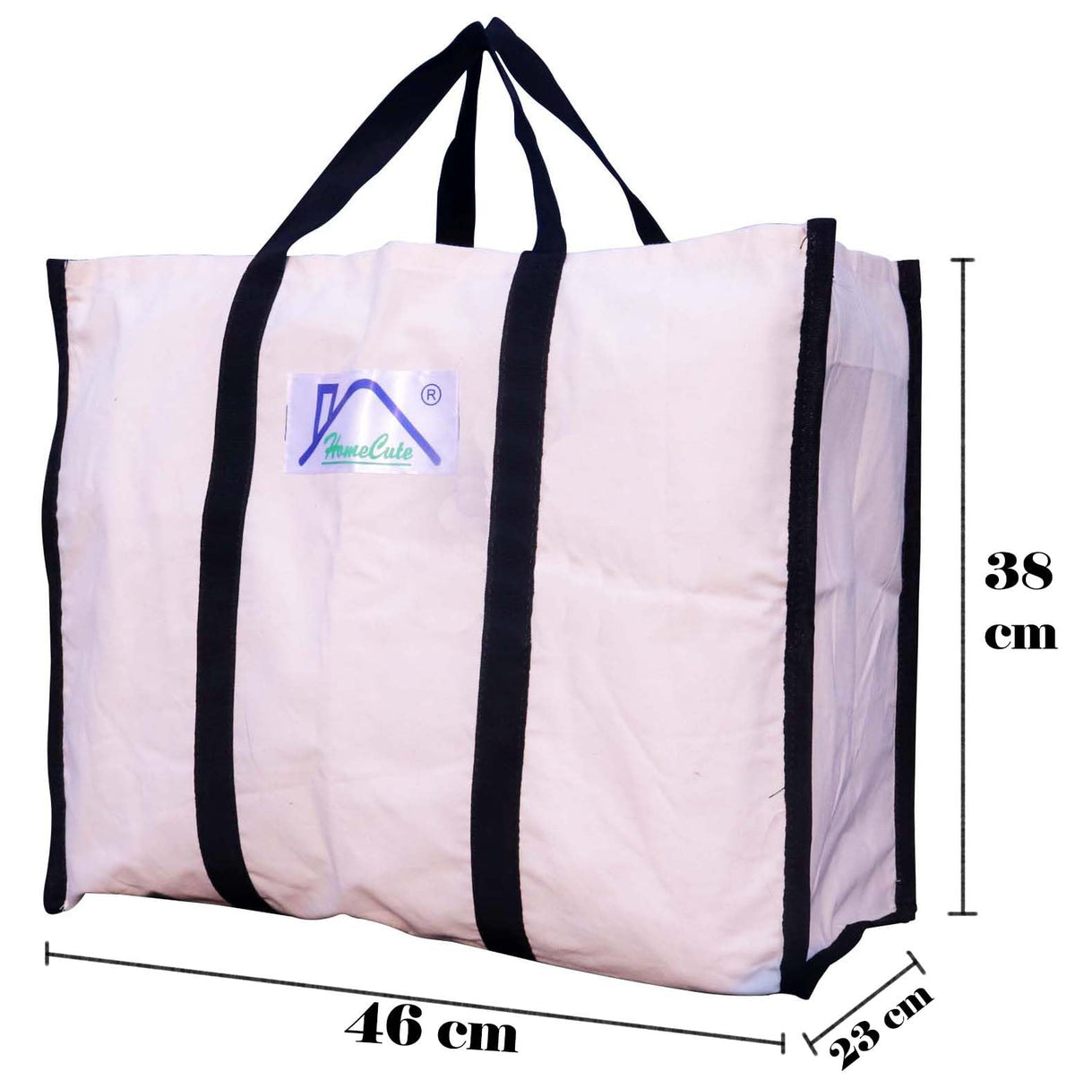 HOMECUTE Eco Friendly Cotton Canvas Shopping Bags, Grocery Bag for Carry Milk Grocery, Fruits, Vegetable with Reinforced Handles & Thick Bottom for Strength (Pack of 3)