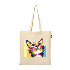 VVWV Cat Printed Tote Bag 100% Organic Cotton Shopping Grocery | Tote Bag | Women Office College Grocery,Vegetable Bags Market, Canvas Bag 15kgs Capacity (13 x 15.7 Inch)