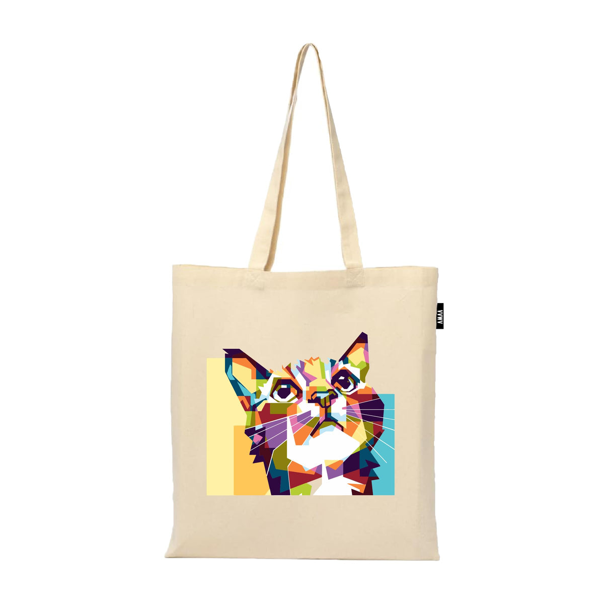 VVWV Cat Printed Tote Bag 100% Organic Cotton Shopping Grocery | Tote Bag | Women Office College Grocery,Vegetable Bags Market, Canvas Bag 15kgs Capacity (13 x 15.7 Inch)
