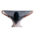 Devino Ora Elegant Black Lace Triangle Scarf/Shawl, (Black Diamonds) -1