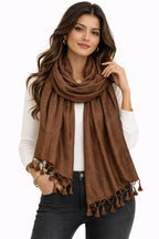ZEN APPAREL Soft Viscose Fabric Jacquard Scarf, Stole, Shawl (Brown)