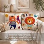 STITCHNEST Set of 2 Folk Art Animal Fantasy Collection Printed Jute Cushion Covers 16x16 Inches | Decorative Throw Pillow Covers for Sofa, Living Room, Bedroom | Perfect for Home Decor