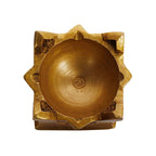 Artvarko Brass Tulsi Diya Om Shri Swastika Tishul Engraving Oil Lamp Diya Deepak Home Pooja Puja Idol Mandir Décor Small 5 cm