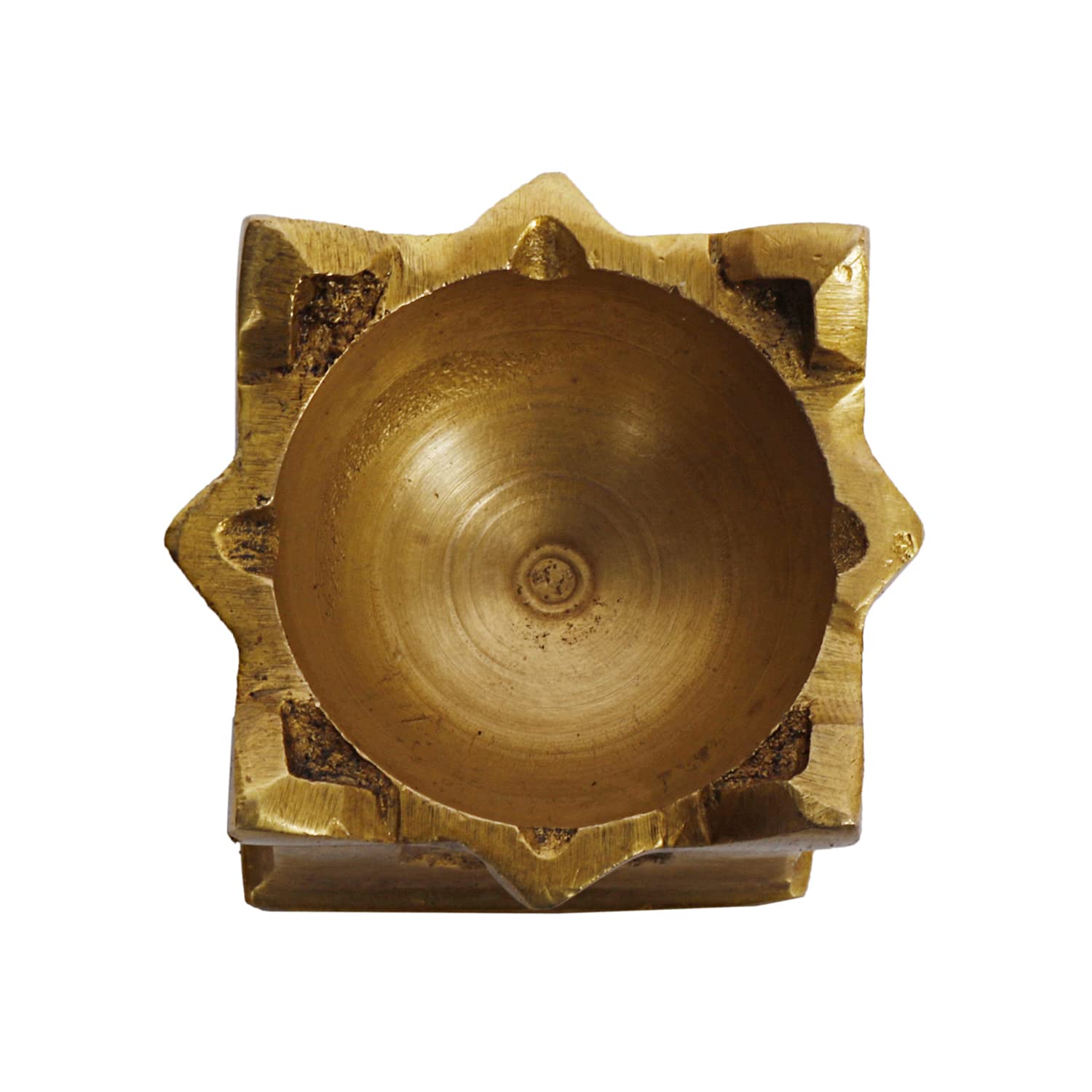 Artvarko Brass Tulsi Diya Om Shri Swastika Tishul Engraving Oil Lamp Diya Deepak Home Pooja Puja Idol Mandir Décor Small 5 cm