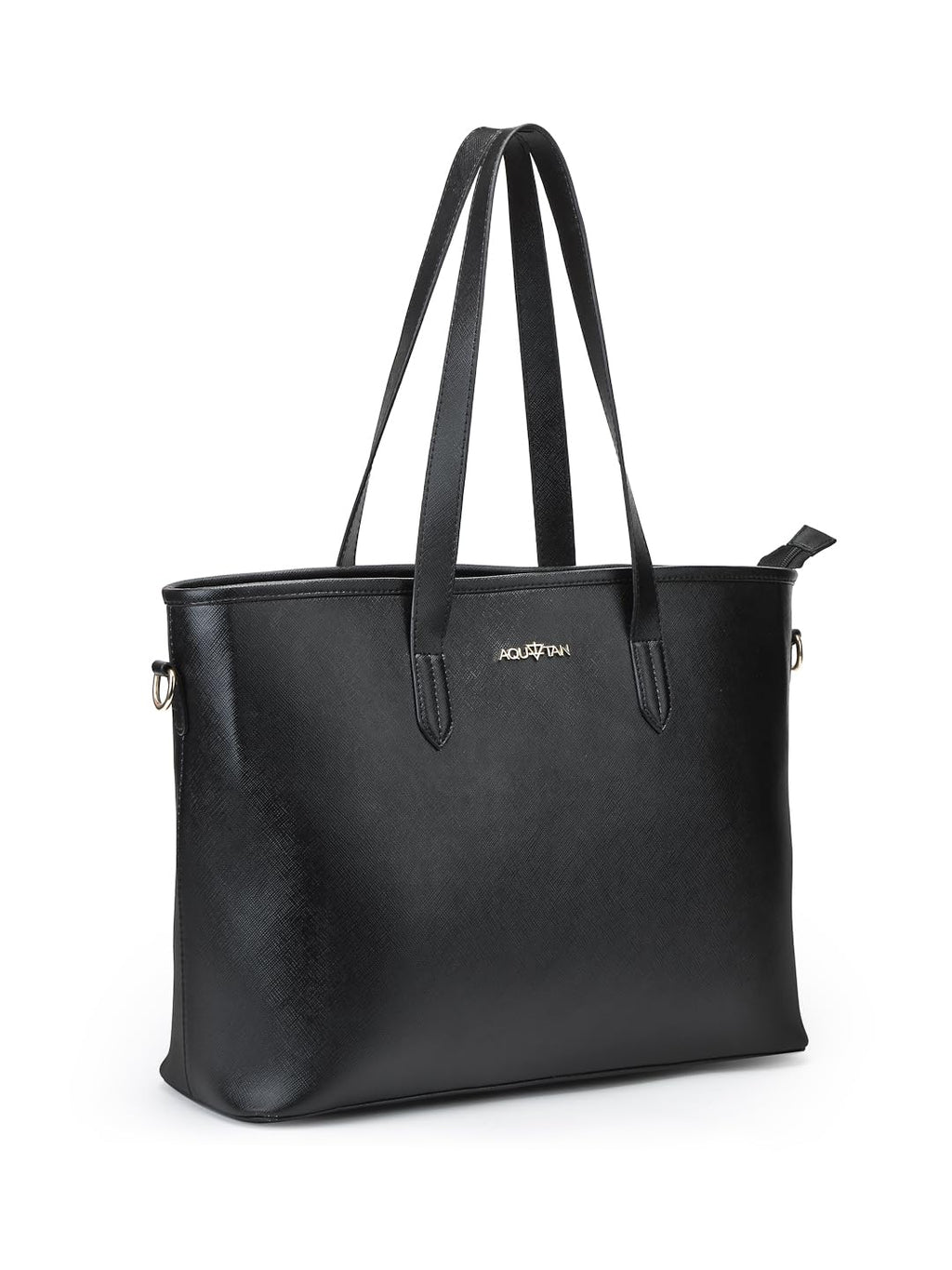 Aquatan Saffinao Tote Bag for Women | PU Leather Classic Handbag for Daily, Office & Formal Use | Spacious, Stylish & Durable Shoulder Bag - Black