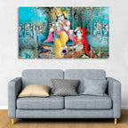 VIBECRAFTS Hindu Radha Krishna Wall Painting Set of Five Pieces For Home|Office|Living Room|Gift (PTVC5Pcs4_8677)