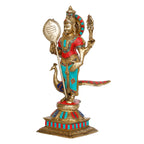 ARTVARKO Lord Murugan Kartikeya Murugana Kumaraswamy Karthikeya Multicolor Big Brass Standing Idol with Peacock Swaminatha Skanda Murti Swami Ji Subrahmanya Swamy Height 18 Inch