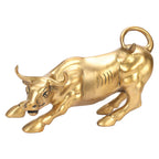 SVARUP Brass Stock Market Wall Street Charging Bull Ox Statue Sculpture Showpiece for Home Office Desk Home Decoration (11 Inch Length)