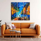 VIBECRAFTS Couple Walking In City Park 3 Pieces Canvas Wall Painting Fitted With Wooden Frame For Home | Office | Living Room | Gifts (PTVC3Pcs1_9517)
