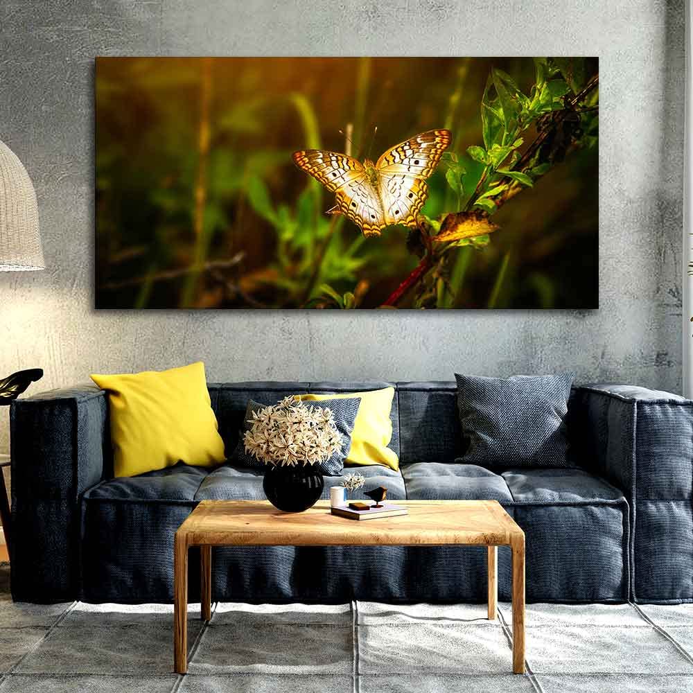 VIBECRAFTS Canvas Paintings for Living Room Drawing Room Beautiful Butterfly in Forest Premium Canvas Wall Painting Fitted With Wooden Frame for Home | Office | Gift (PTVCH_2328)