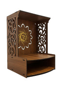 WIZZARTPRINTS Beautiful Wooden Pooja Stand for Home Mandir with LED Spot Light | Wall Mounted Temple for Home and Office | Compact Wooden Puja Mandir Desing 3