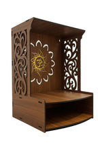 WIZZARTPRINTS Beautiful Wooden Pooja Stand for Home Mandir with LED Spot Light | Wall Mounted Temple for Home and Office | Compact Wooden Puja Mandir Desing 3