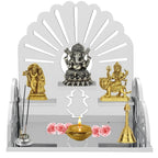 Fliptic Acrylic Wooden Temple with Om Symbol DIY|Wall-Mounted Pooja Mandir,Shining Finish for Home,Office,Shop|Wall Mounted Medium Size Wooden Temple|Colourful|Do It Yourself (Silver),25 cm,25.5 cm
