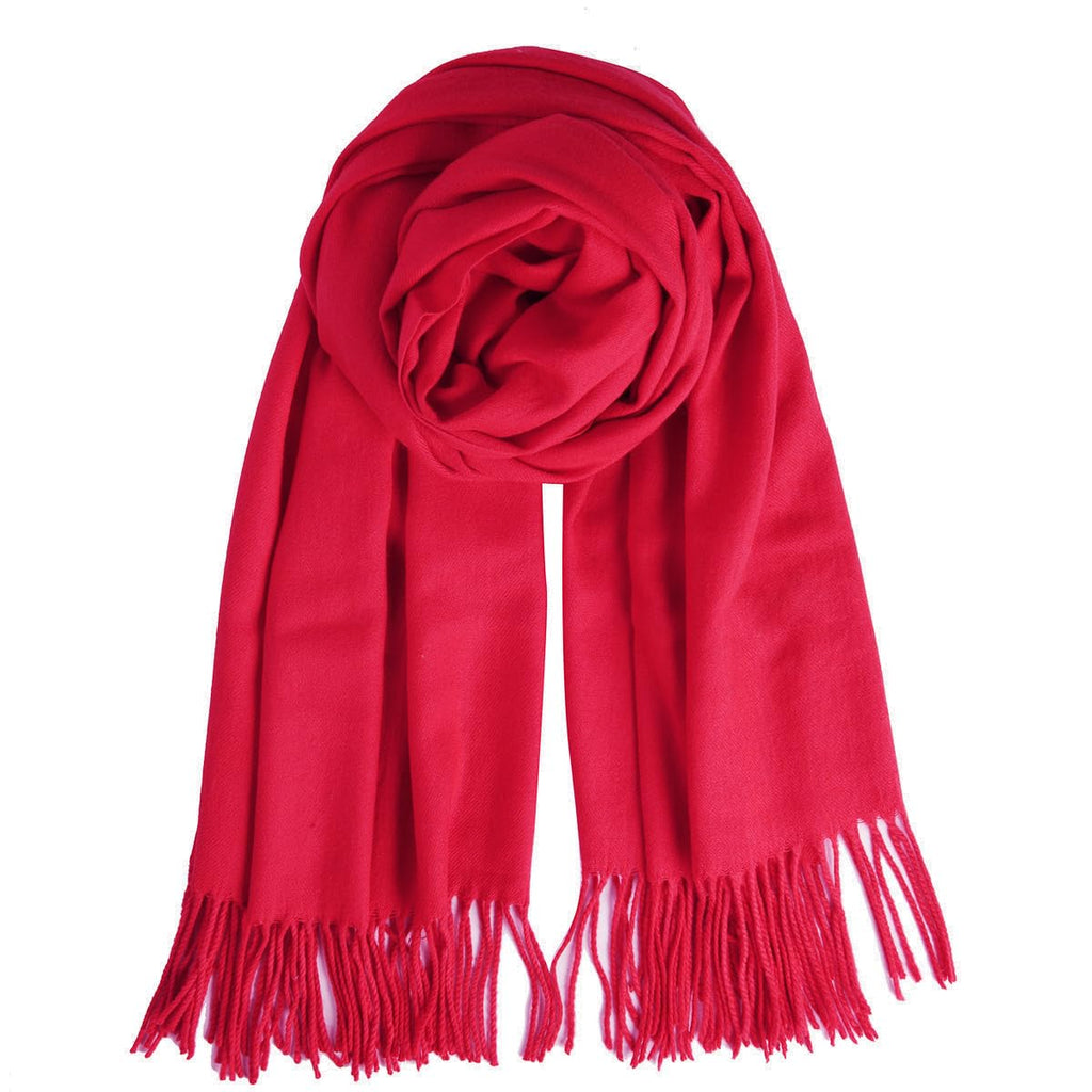 QBSM Scarf Women's Warm Autumn Cashmere Scarves for Men and Women Winter Scarf 20+ Colours Plain & Pashmina Esprit, China Red, One Size