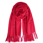 QBSM Scarf Women's Warm Autumn Cashmere Scarves for Men and Women Winter Scarf 20+ Colours Plain & Pashmina Esprit, China Red, One Size