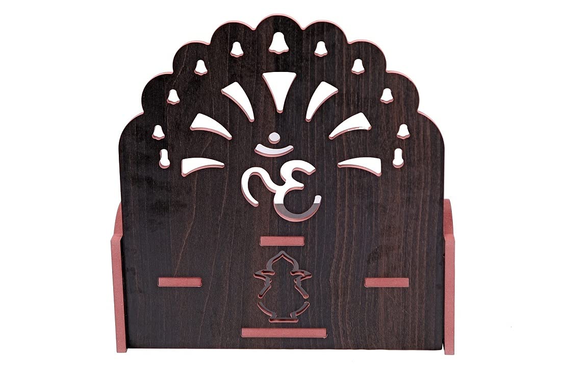CrazyInk Fully Handmade Beautiful Wooden Home and Office Temple/Pooja Mandir (Multi., 28 X 26.5 X 28 Cm) (1)