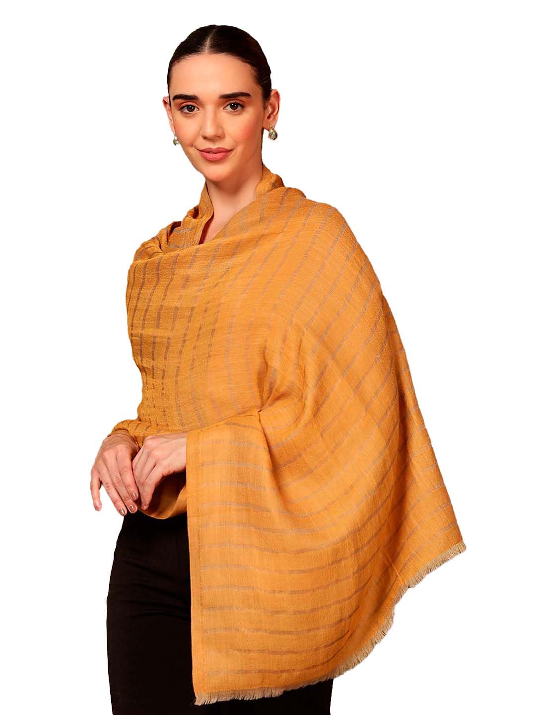 Pashmoda Women Golden Mirage Reversible Zari Moonlight Fine Wool Stole (Size : 28x80in, 71X203cm) ZSST05